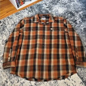 Carhartt Orange And Brown Heavyweight Button Up Flannel